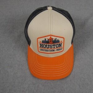 Houston Livestock Show‎ Rodeo Hat Trucker Cap Snapback Mesh Orange Brown